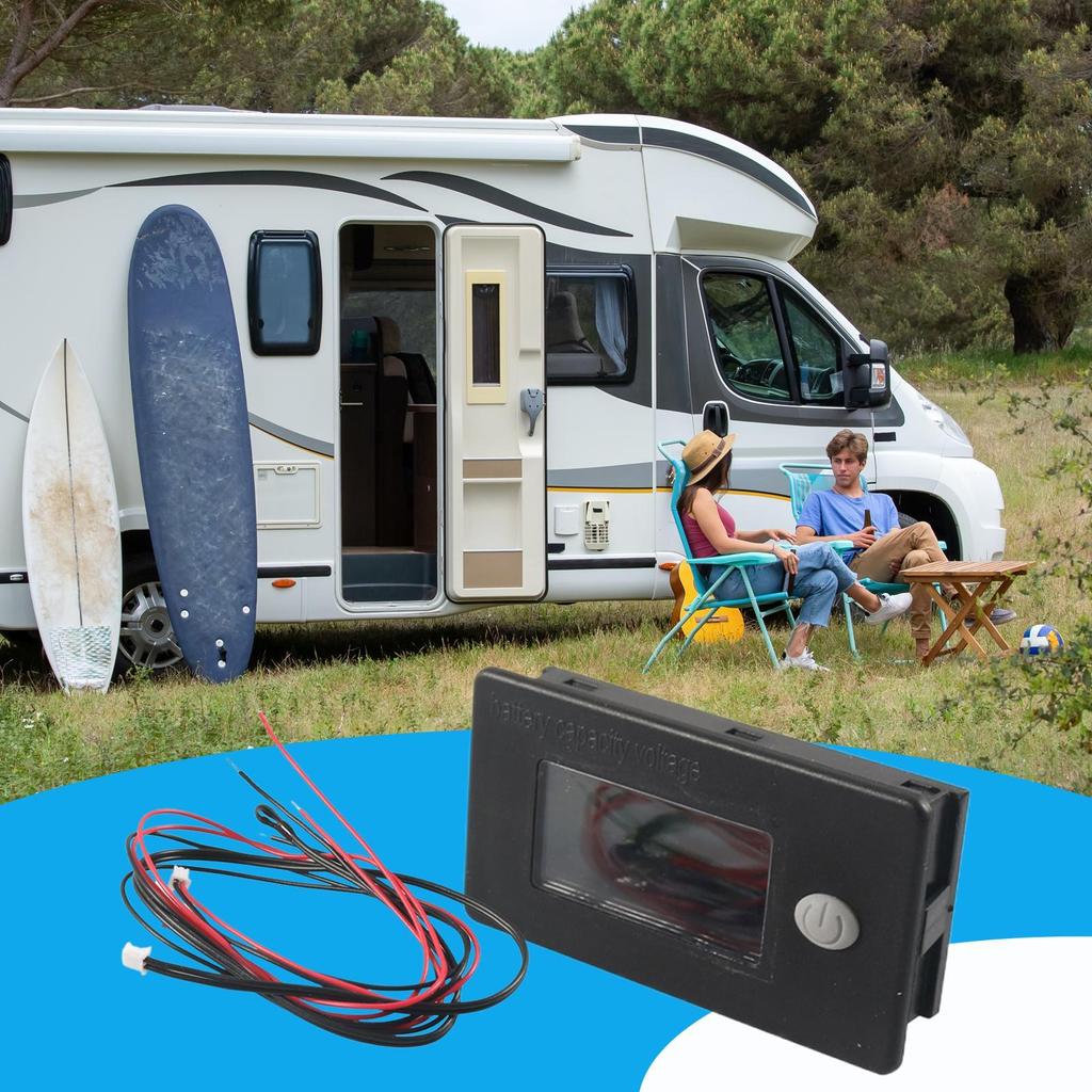 Golf Cart Voltage Meter Lcd Golf Cart Battery Indicator With Temperature Sensor Voltmeter Gauge Motor Cart Marine Boat Vehicle