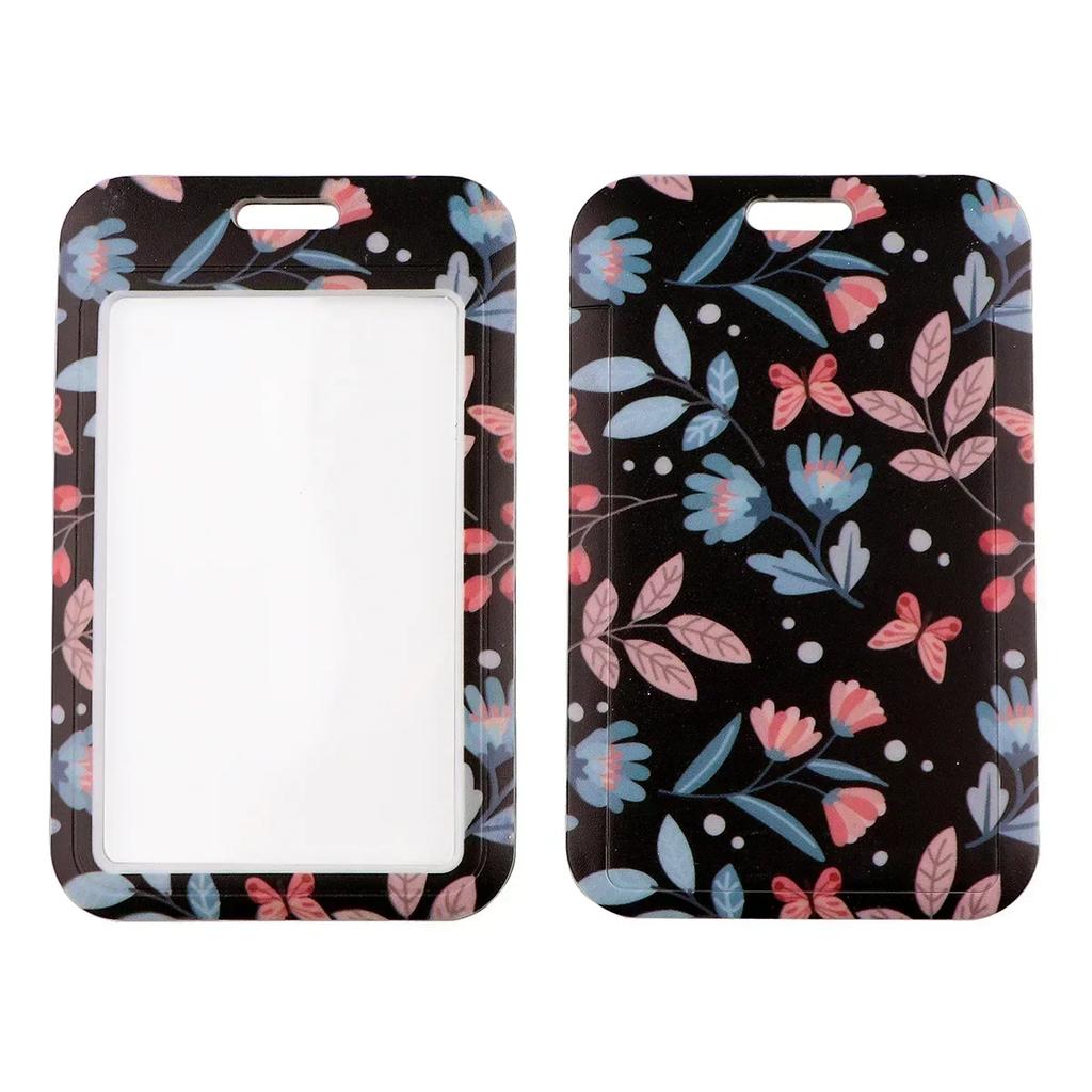 Green Plant Card Holder Case Student Badge Work Access Card ABS Plastic Lanyard Card Cover Bags for Women Girl