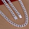 Men Jewelry Necklace Silver -Plated 10mm Square Buckle Side Necklace Fashion Trend Chain