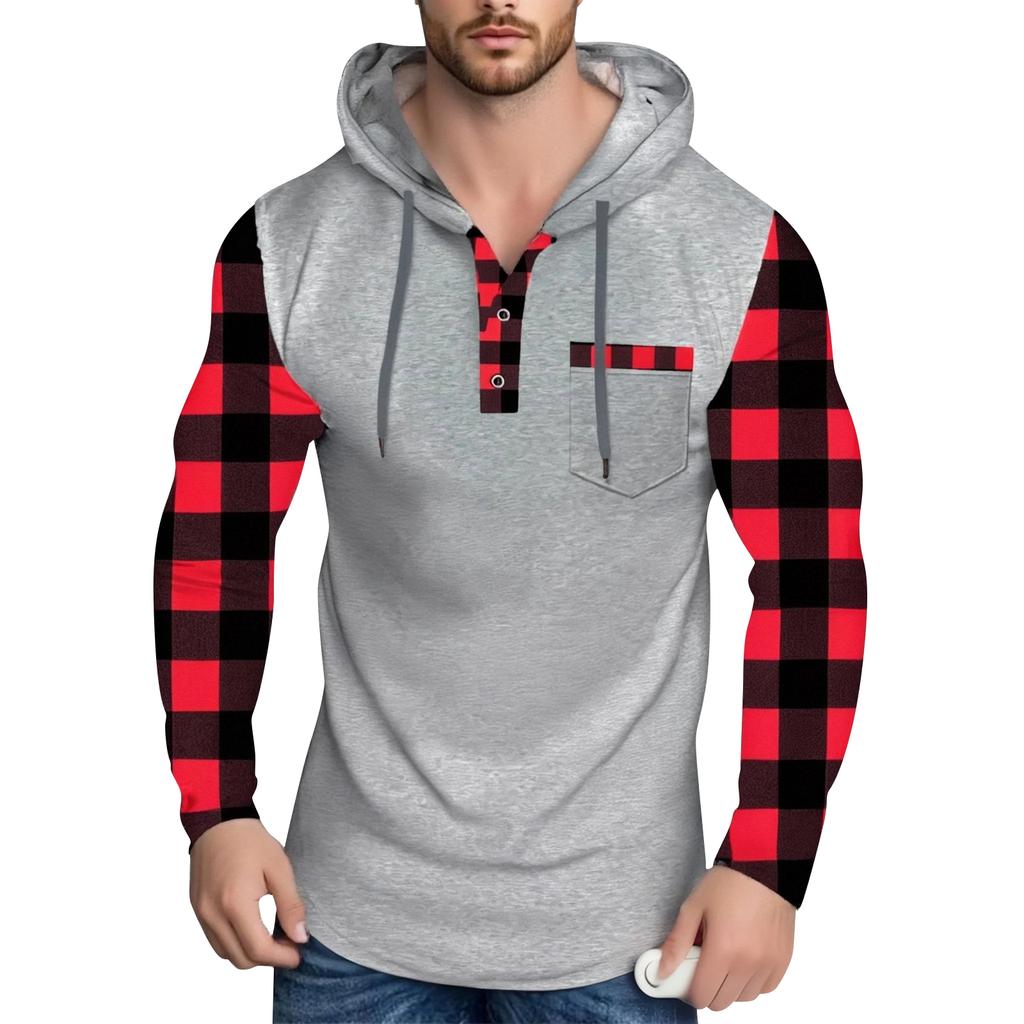 Men's Hooded Sweatshirt, Contrasting Color Sweatshirt, Sports  Casual Jacket