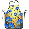 1pc Blue Daisy and Bee Print Apron, Durable and Easy To Clean, Adjustable Waistband, Polyester Material, for Kitchen Cooking, Gardening, Orchard Picki