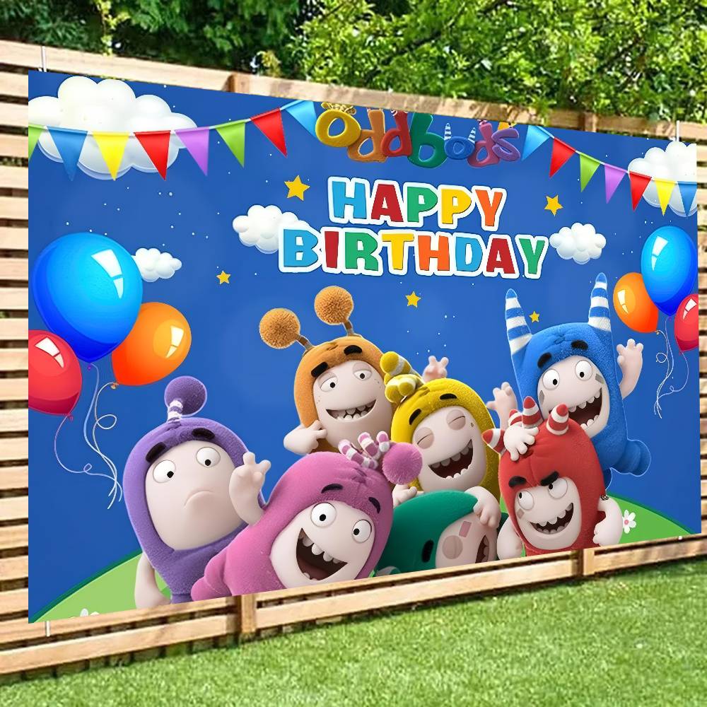 Cartoon Odd&bods Kids Birthday Photography Backdrops Kids Birthday Photo Background Studio Portraits Photocall Props