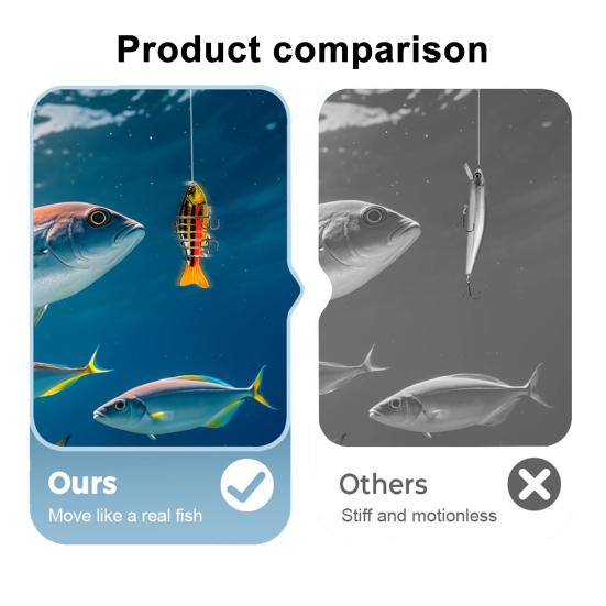 4Pcs 3D Swimming Baits Fishing Lures Realistic Looking Bright Color Multi-section Freshwater Saltwater Artificial Lures Hard Baits