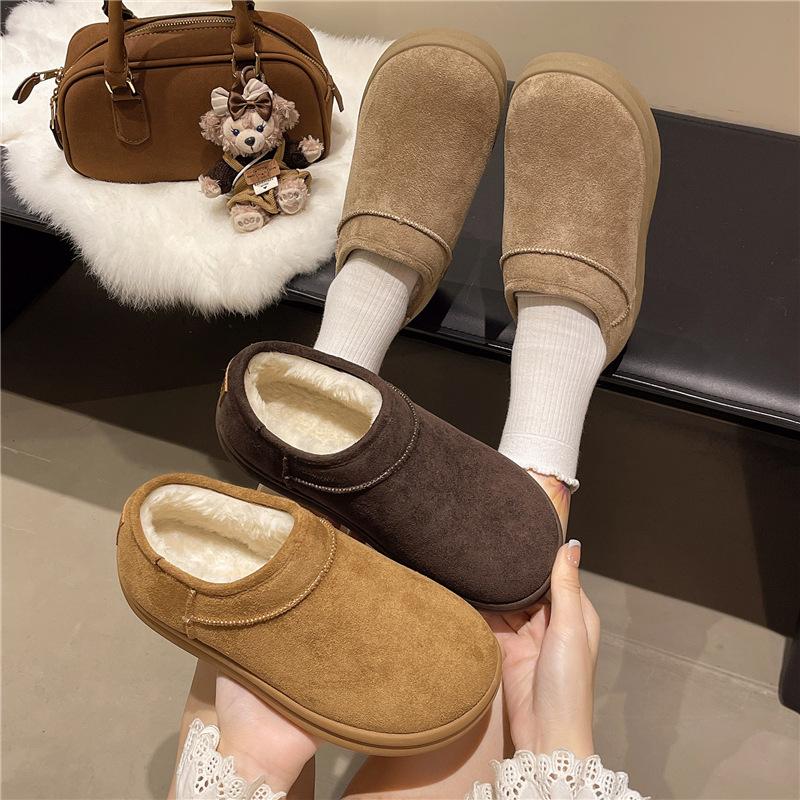 Women's thick-soled one-step winter warm fur an inner lining long plush snow boots non-slip wear casual sports cotton boots