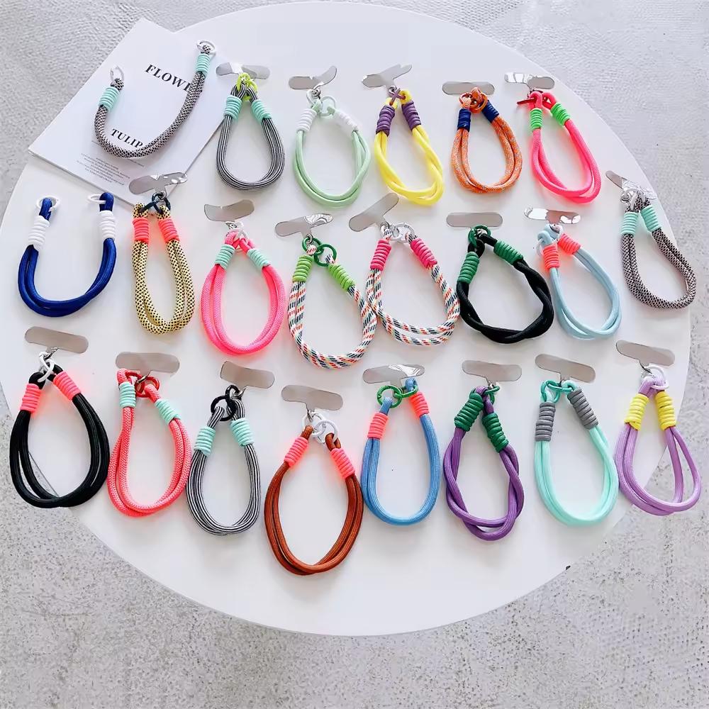 Party Gift Anti Loss Universal Short Wrist Strap with Patch Label Nylon Woven Color Hanging Rope Mobile Phone Lanyard Party Gift