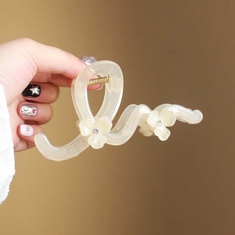 Korean Candy Color Flower Wave Hair Claw for Women Girls Fashion Design Acrylic Large Hair Claws Crab Hairpin Hair Accessories
