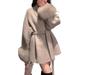 Women's Autumn Wool Coat with Furry Sleeves and Noble Collar