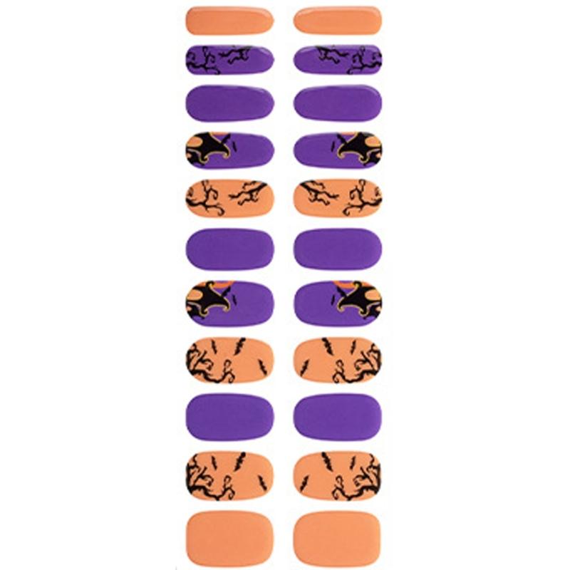 Наклейки на ногти на Хэллоуин Полоски лака для ногтей Полуотвержденные гели Полоски для ногтей Наклейки для маникюра Полная обертка для ногтей для женщин