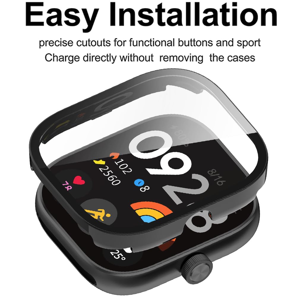 Tempered Glass+Case for Xiaomi Redmi watch 4 accessories Screen protector All Around 9H Hard PC Bumper for Redmi watch4 Cover