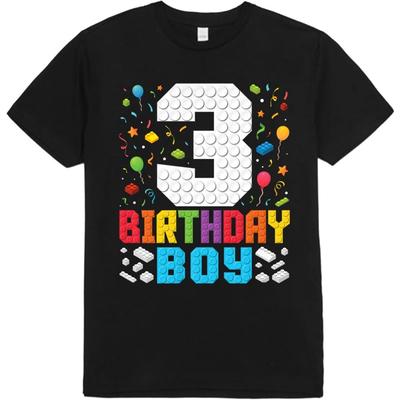 3rd Birthday Boys Master Builder Three Years Blocks Building T-Shirt Bodysuit Short Sleeve Long Sleeve for Kids Toddler Boys Girls