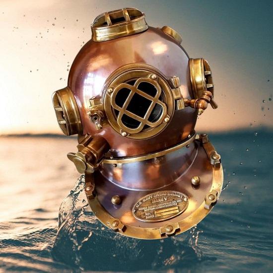 45.72 Cm Copper Brass Diving Helmet Maritime Deep Sea Diver’s Replica