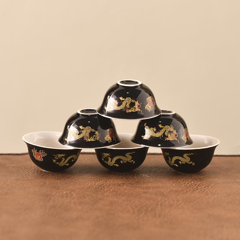 Retro Ceramic Gongfu Tea Set: Teacups, Pitcher, Gaiwan