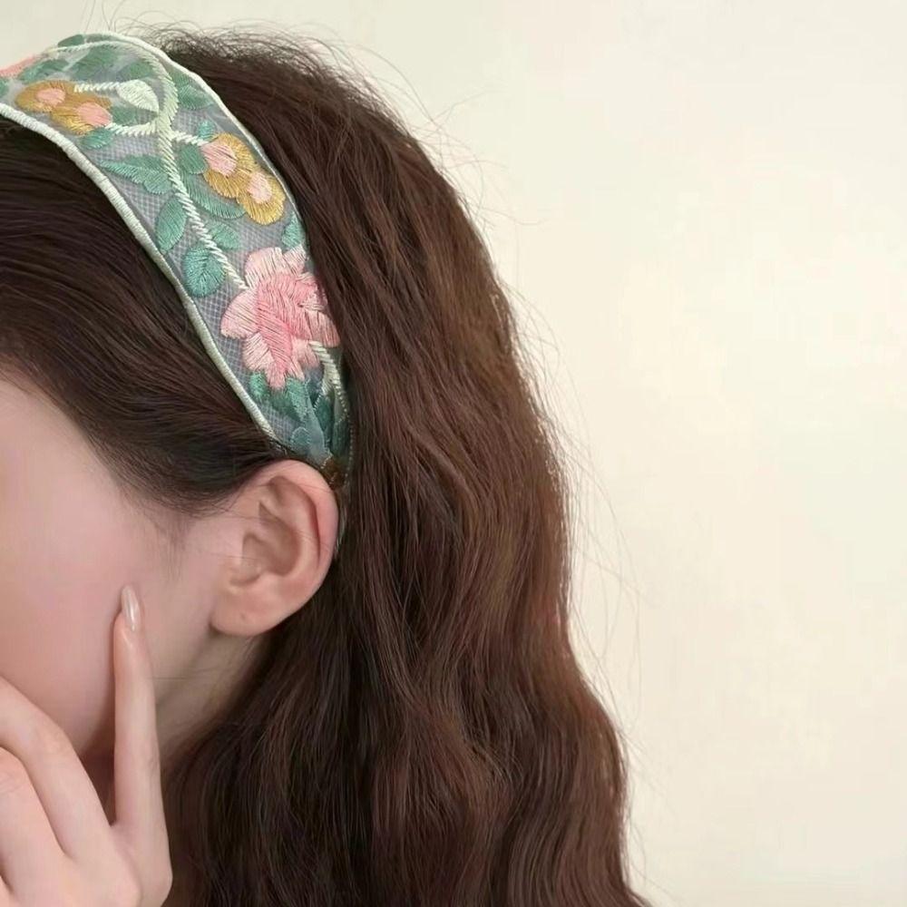 

Ethnic Style Embroidery Flower Headband Flower Lace Hair Band Portable Makeup