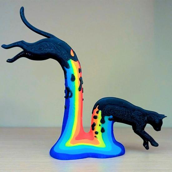 Estatuetas de Gato Impressas em 3D Novidade Estátua de Gato Saltando Colecionável Escultura de Animal para Decoração de Prateleira de Mesa de Casa