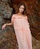 Aiseugadeuneiogongpal Off-Shoulder Chiffon Dress_Peach Cream