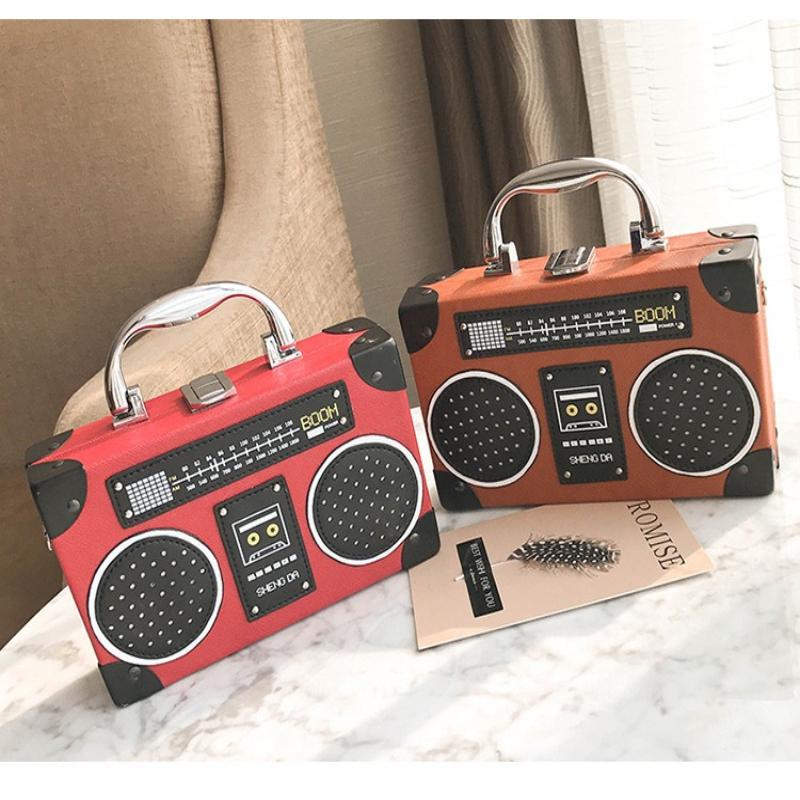 1Pc New Messenger Bag Personalized Radio Small Box Bag Shoulder Bag Korean Version Tape Recorder Box Bag Women's Bag