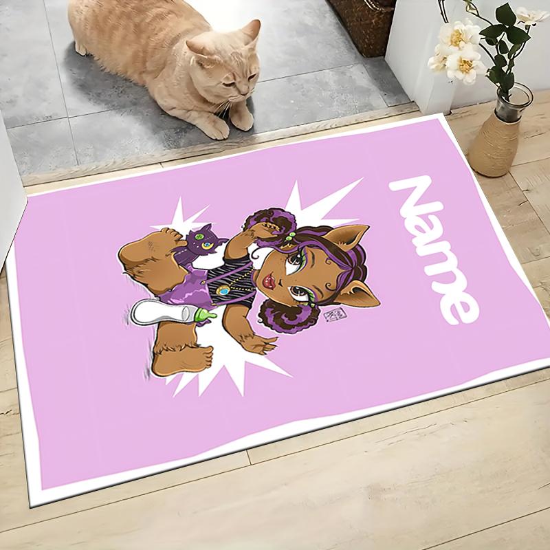 Custom Name Unicorn Pink Flowers Carpet Rug Customizable Soft Washable Anti-Slip Home Living Room Sofa Mats Personalized Rug. 0909122