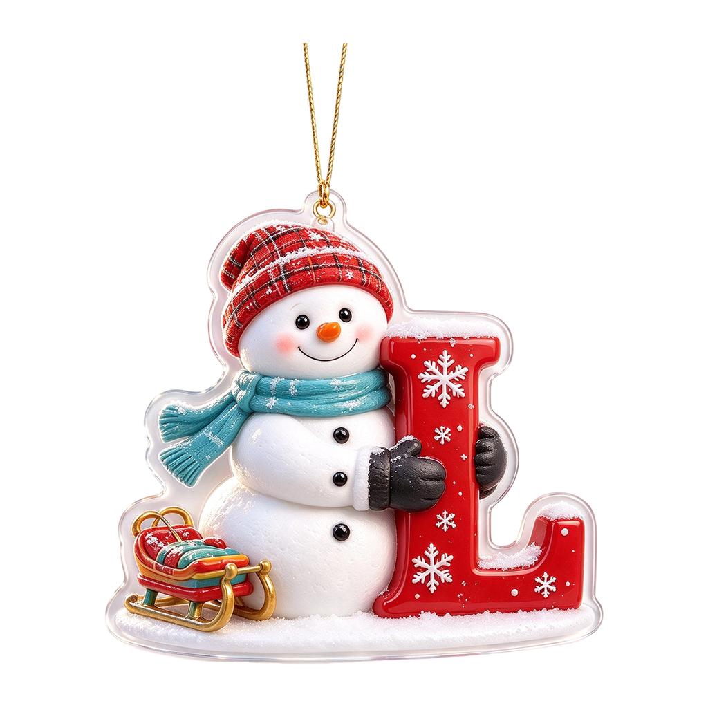 Christmas Snowman Letter 2D Acrylic Hanging Ornament for Holiday Tree Decor