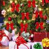 12pcs Flocking Xmas Tree Ornaments Bowknot Pendant Christmas Decorations  Home Decoration