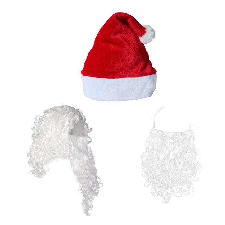 Santa Hat, Santa Wig and Fake Beard Mustaches Set Santa Costume Accessories for Christmas Halloween Kid Birthday Cosplay