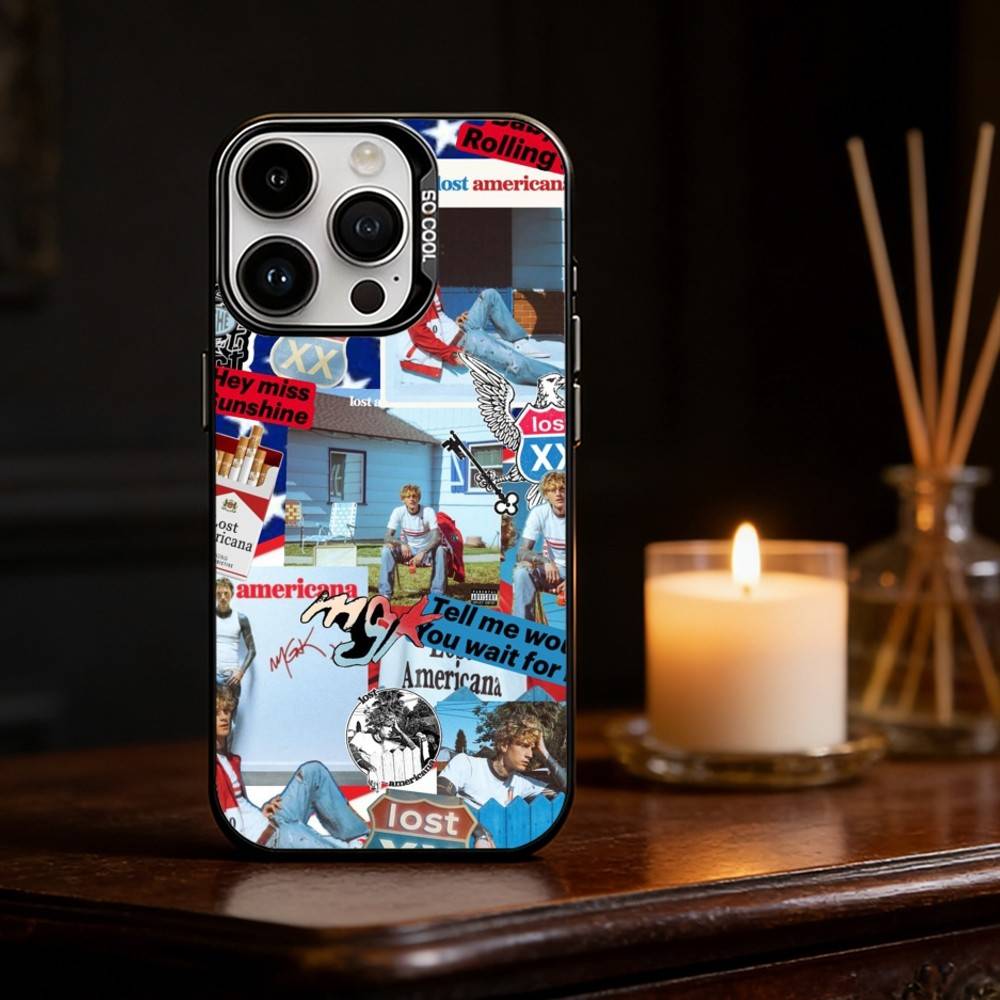 MGK LOST A-AMERICANA Phone Case For iPhone 17,16,15,14,13,12,11,Pro Max,Plus Candy Silver Cover