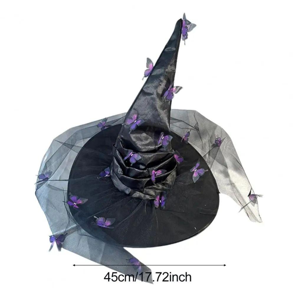 Mesh Yarn Cover Butterfly Witch Hat Butterflies Design Wizard Cap Masquerade Cap Women's Costume