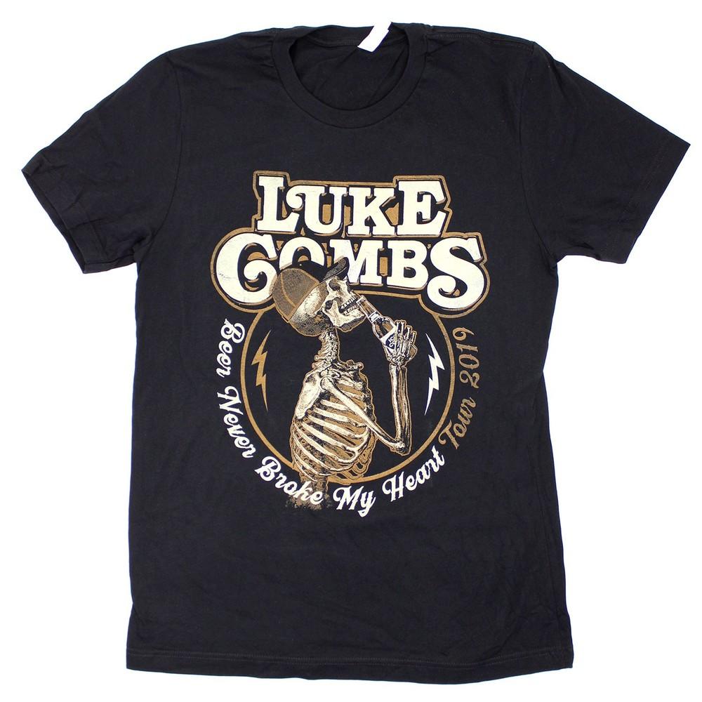 Men's Luke Combs Skeleton Beer 2019 Tour Tee T-shirt  Black