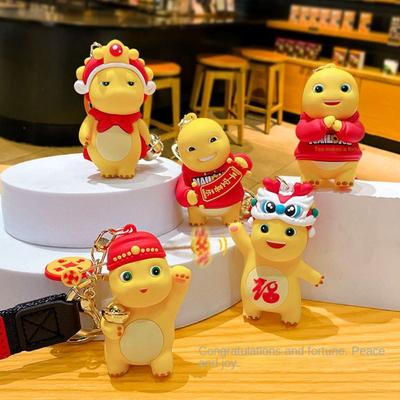 Cartoon Milk Dragon New Year Key Chain Pendant Creative Dragon Year Small Gift Car Bag Doll Key Chain Female Durable