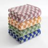 Battilo Plaid Cotton Bath Towels Set Soft Absorbent Daily Cleansing Face Hand Towel Set Patterned Lightweight Towel for Bathroom