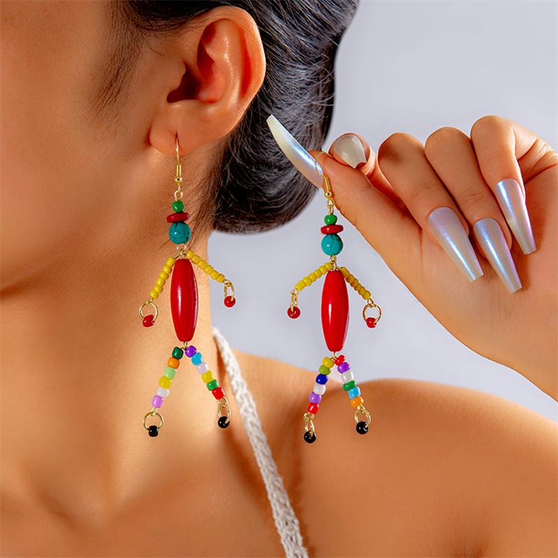 Europen And American Exaggerated Retro Long Tassel Skeleton Skull Earrings For Women Gothic Punk Halloween Jewelry Party Gifts
