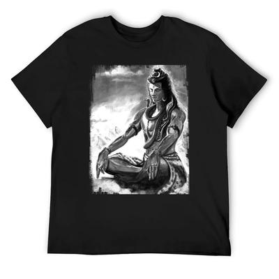 Eternal Shiva In Eternal Meditation - Black and White T-Shirt Sports Fans Sublime T-shirts for Men Cotton