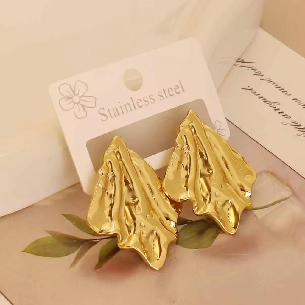 European American Trendy Cross-Border Punk Cold Wind Stainless Steel Earrings Geometric Irregular Drop Fashion Jewelry