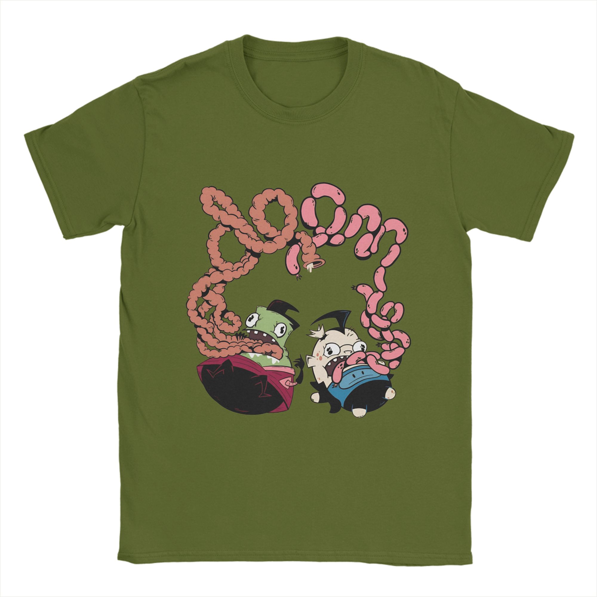 

Men T-Shirts Invaders Zims Humor Pure Cotton Tee Shirt Short Sleeve T Shirts Round Collar Tops Graphic 4XL