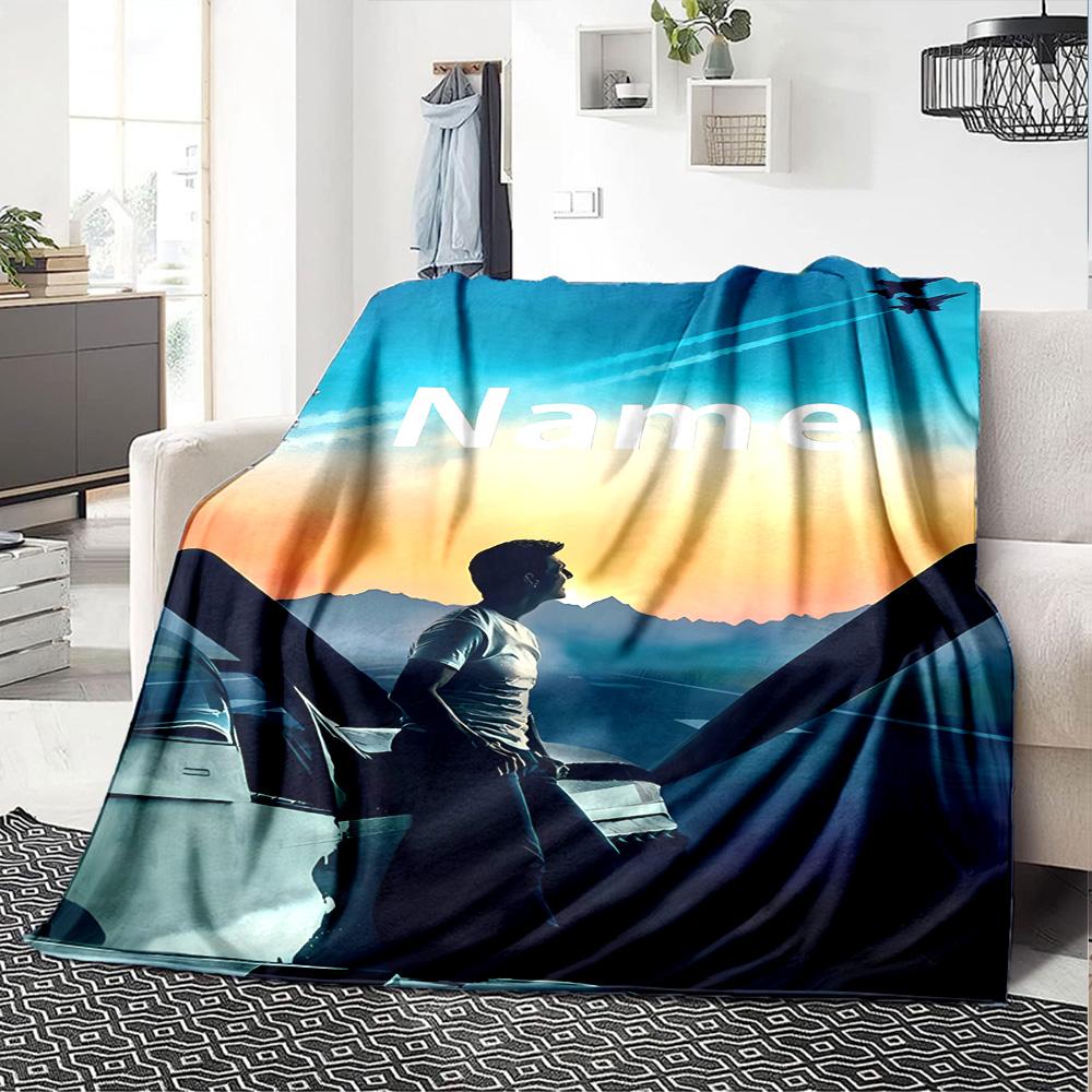 Customiz Name Personality Top Gun Maverick Blanket Soft &Warm Sofa Office Bed Travel Lunch Break Blanket, Gift Suitable All Seasons