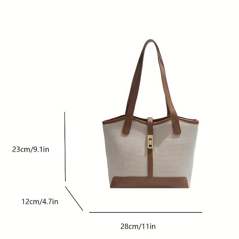 New Color-blocked Large-capacity Shoulder Bag - Casual and Versatile, Can Be Carried by Hand or Crossbody - French Tote Bag, a Commuting Essential.