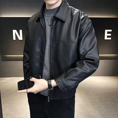 Unisex Retro PU Leather Motorcycle Jacket - New Spring/Autumn 2025 Arrivals - Loose Fit for Men and Women