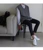 Korean Style V-Neck Sleeveless Cardigan - Men's Knitted Sweater Vest for Spring & Autumn In Solid Colors