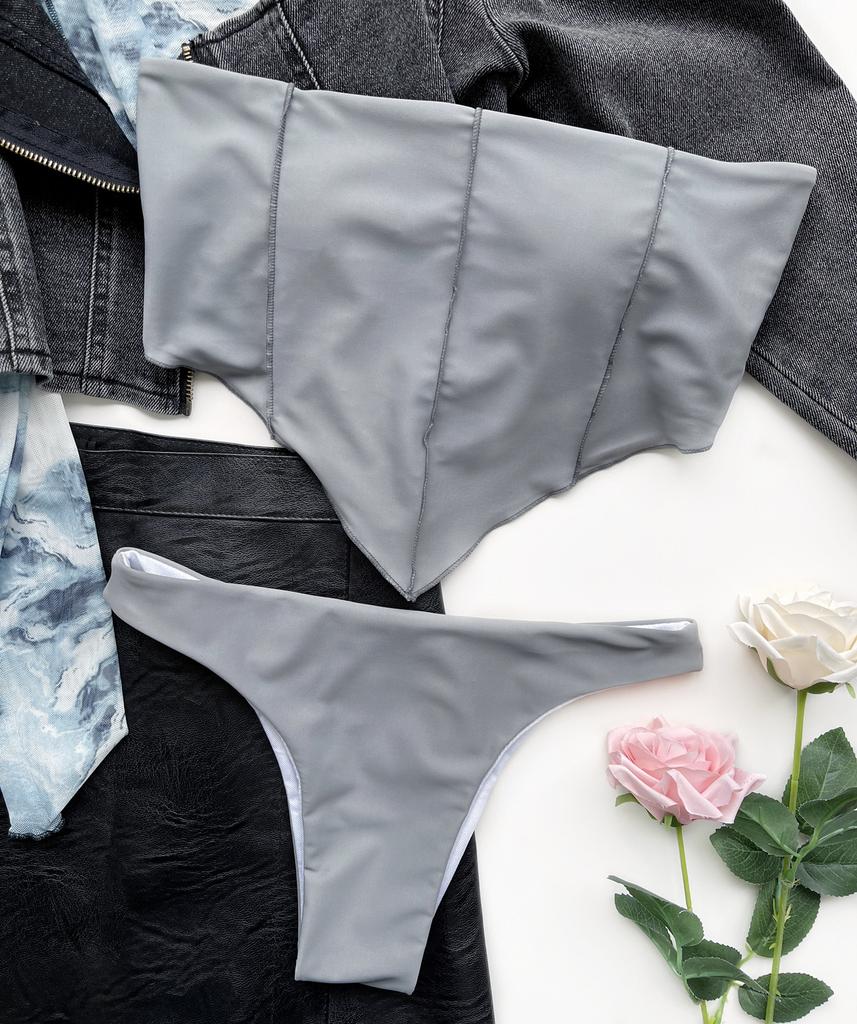 Women's Swimsuit Wrap Bust Sexy Solid Beach Bikini Set