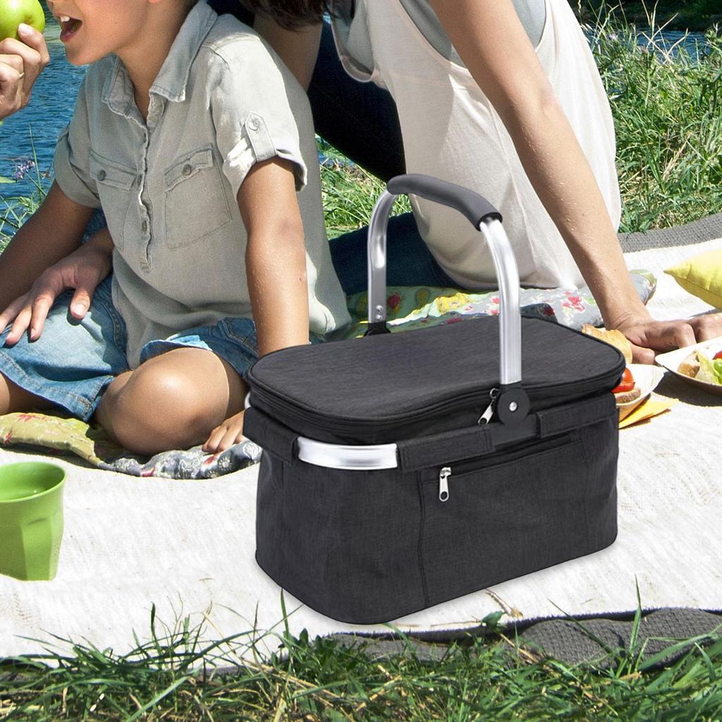 Foldable Insulated Bag Picnic Basket Food Delivery Insulation Handbag for Camping