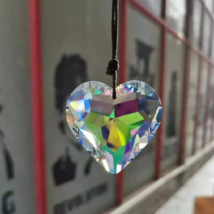 Crystal Heart-shaped Prism Crafts Window Door Ornaments Chandelier Rope Pendant