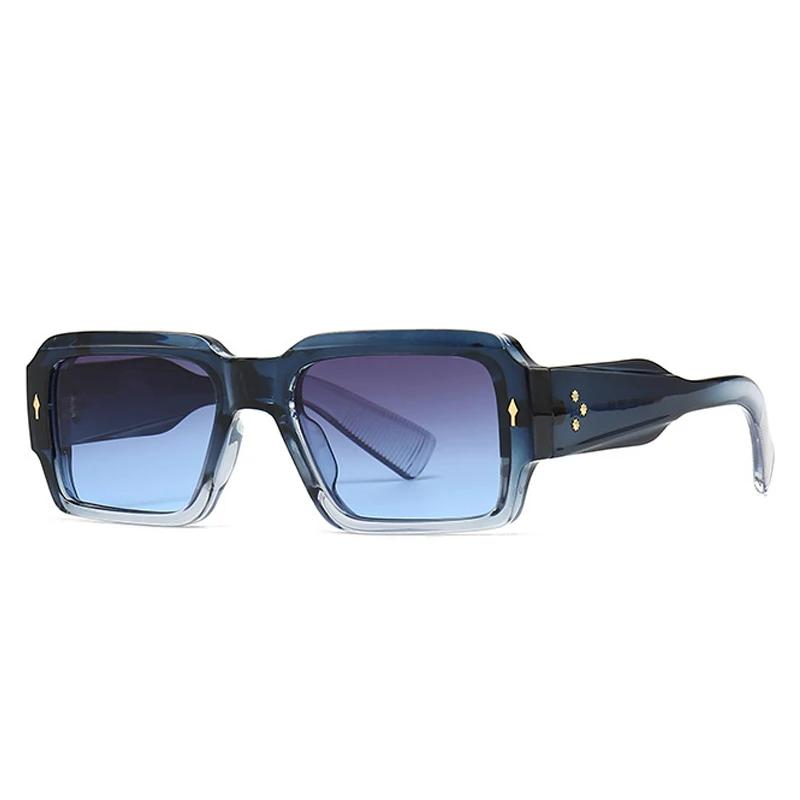 

SHAUNA Ins популярные модные солнцезащитные очки женские квадратные градиентные оттенки UV400 мужские трендовые панк-заклепки оливково-зеленые солнцезащитные очки