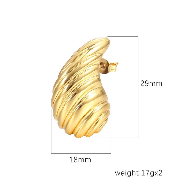 Design Atmospheric Water Drop Texture Titanium Steel Hollow Earrings Niche Premium Earrings