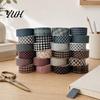 Crafting Washi Tape Rolls 6 Plaid Set, Grid Checkered Pattern Masking Tape, Self Literary Art Style Adhesive Decorative for DIY Crafts, Journal,