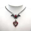 Gothic Vampire Bat Pendant Necklace With Alloy Bloodstone Charm For Women