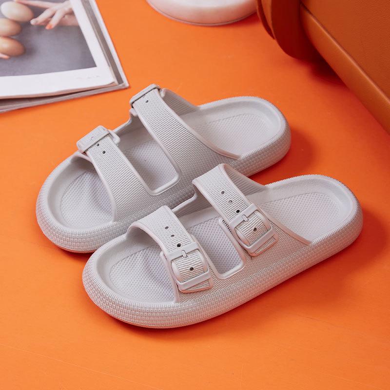 Women's Thick Platform Cloud Slides Pillow Slippers Fashion Buckle Soft Sole Non-Slip Flip Flops Summer Beach Sandals