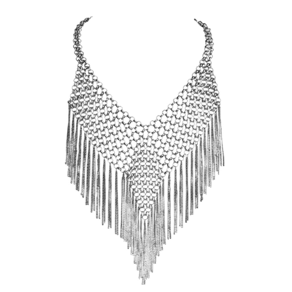Geometric Tassels Metal Necklace With Handmade Details Clavicle Chain Accessory For Unique Fashion Statements