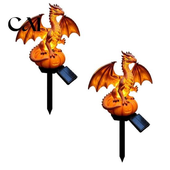 Kreatives Geburtstagsgeschenk für Freunde Drachen Solar Gartenlicht, Halloween Nacht Harz Gotische Kürbis Tischskulptur Büro Statue, Mittelalter Fantasy