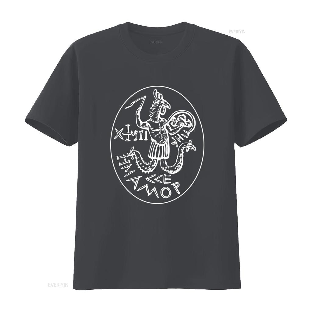 Abraxas Archon Gnostic Symbol Print T Shirt Unique Mythical Design for Men and Women Vintage Washed Designer Clothes Graphic