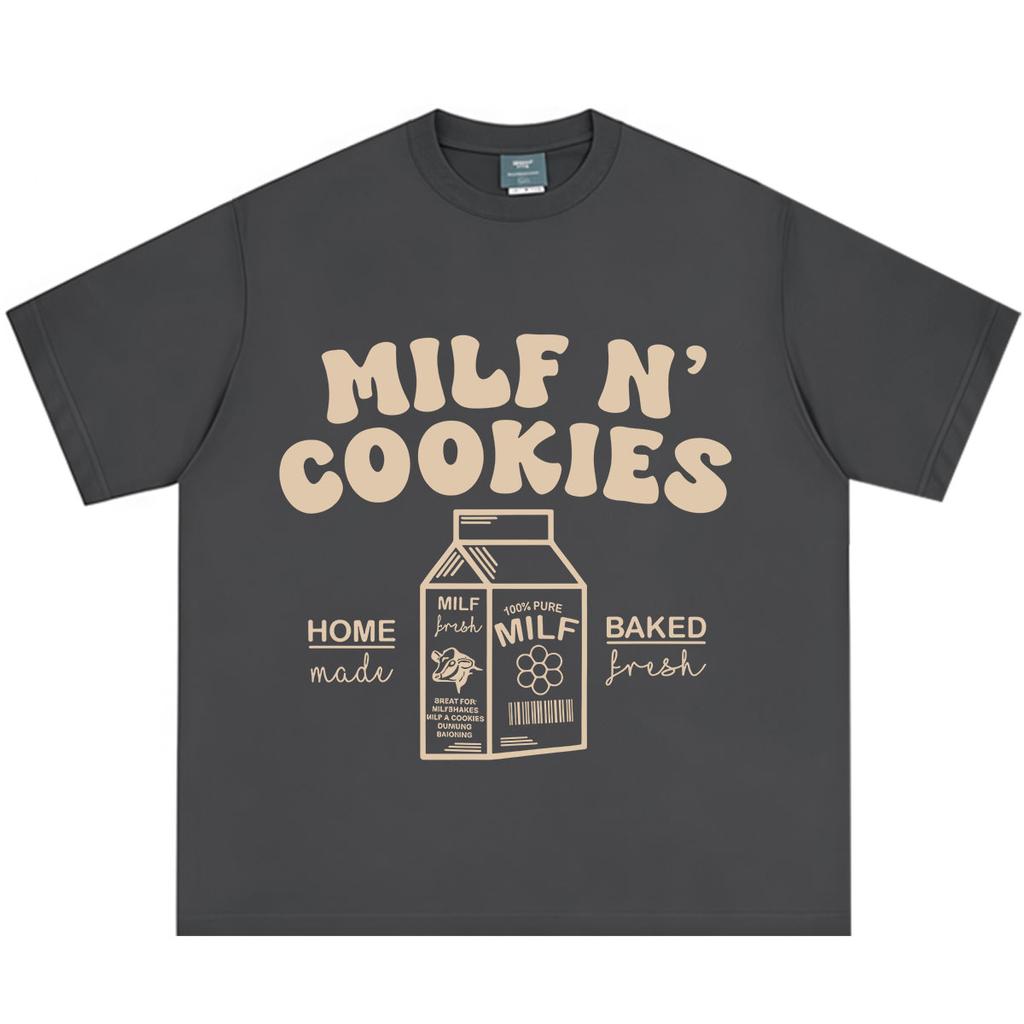 Milf N Cookies Stay At Home Funny Meme T Shirt Unisex Unisex Fashion Vintage Tshirts Shortsleeved Loose Casual Cotton Tshirts