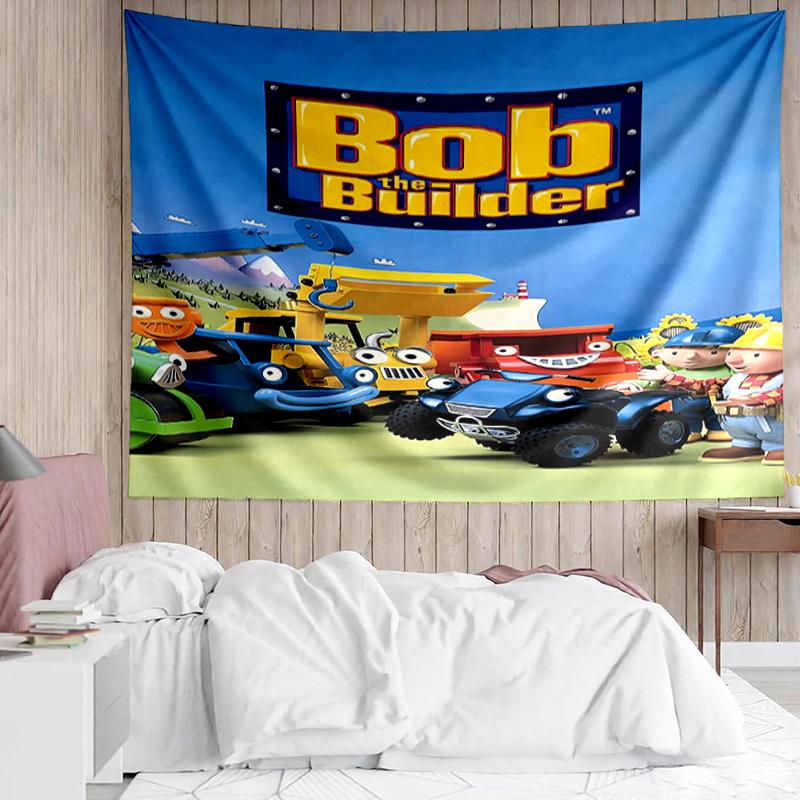 Bob-the-Builder Print Tapestry, Backdrop, Easy Setup, Ideal for Bedroom, Office & Living Room, with Aesthetic Wall Hanging Decor.